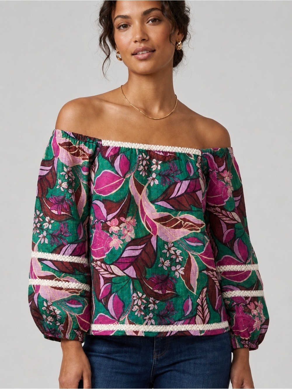 Cynthia Rowley 100% linen floral top-size L